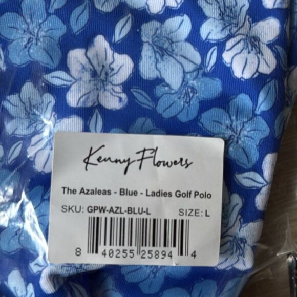 Kenny flowers THE AZALEAS blue ladies golf polo size L NWT in packaging - Picture 5 of 5